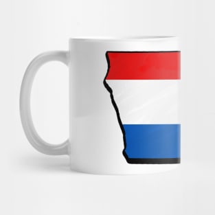 Red, White, and Blue Iowa Outline Mug